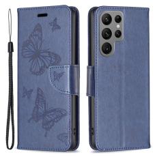  Galaxy S24 Ultra Fodral Med Fj&auml;ril Tryck M&ouml;rk Bl&aring; - Teknikhallen.se