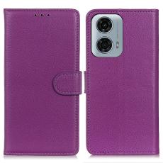  Motorola Moto G04 4G/G24 4G Litchi L&auml;der Fodral Lila - Teknikhallen.se