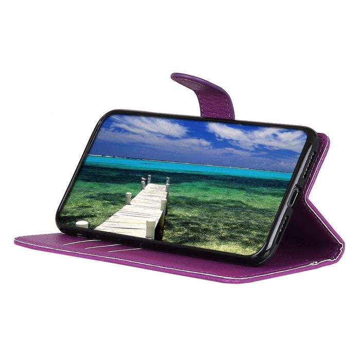 Bild 2,  Motorola Moto G04 4G/G24 4G Litchi Läder Fodral Lila - Teknikhallen.se