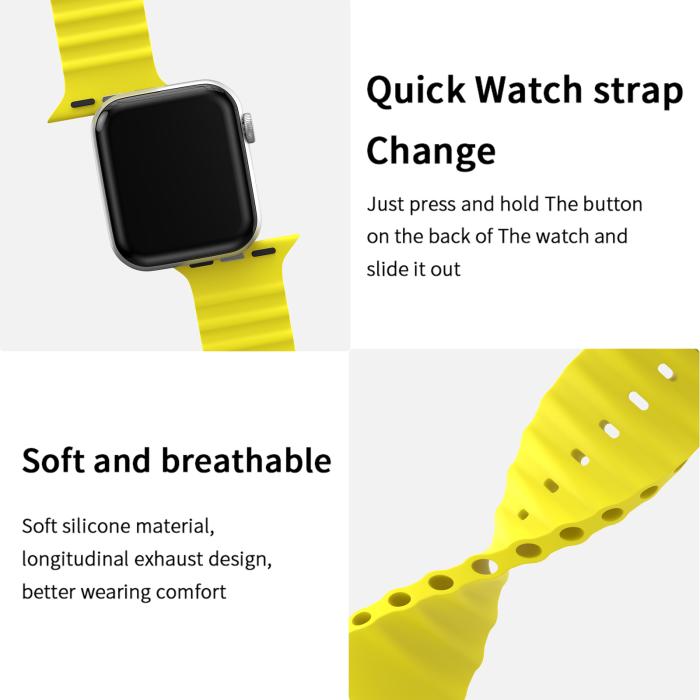 Bild 4, ColorPop Apple Watch 42/41/40/38 mm Armband Ocean Wave Gul - Teknikhallen.se