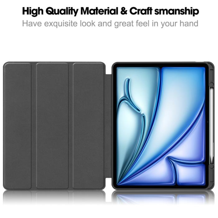 Bild 2,  iPad Air 13 2026-2024 Fodral Tri-Fold Pennhållare Grå - Teknikhallen.se