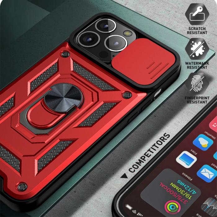 Bild 6,  iPhone 13 - Hybrid Ring Skal CamShield - Röd - Teknikhallen.se