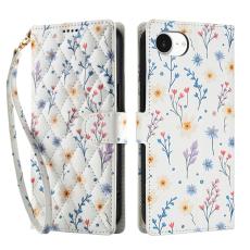  iPhone 17e / 16e Fodral Rhombus L&auml;der Blommor Vit - Teknikhallen.se