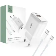 Tech-Protect Tech-Protect 20W V&auml;ggladdare PD Inkl. USB-C - USB-C Kabel Vit - Teknikhallen.se