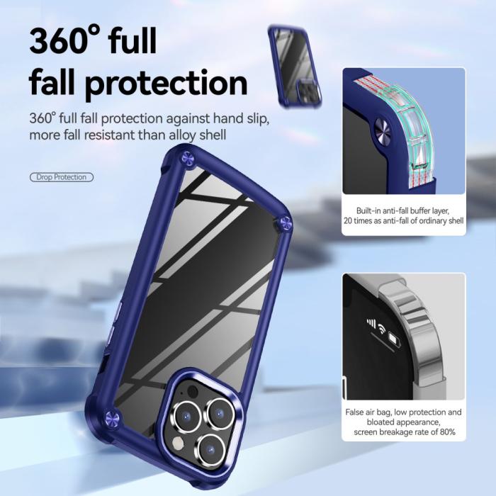 Bild 5,  iPhone 16 Pro Skal Shockproof Hybrid Armor Blå - Teknikhallen.se