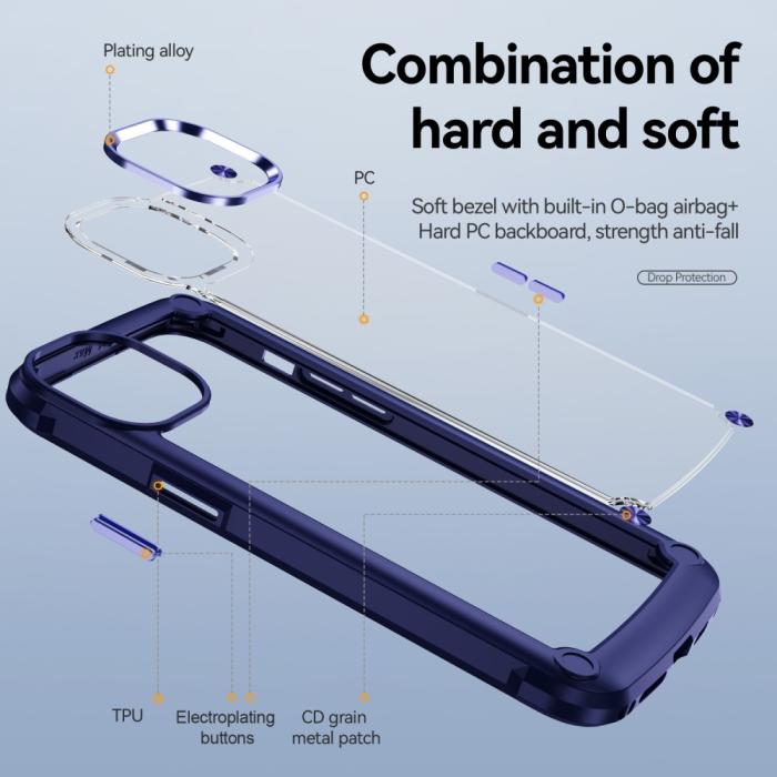 Bild 6,  iPhone 16 Pro Skal Shockproof Hybrid Armor Blå - Teknikhallen.se