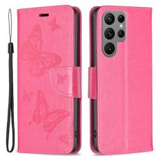  Galaxy S24 Ultra Fodral Med Fj&auml;ril Tryck Rosa - Teknikhallen.se