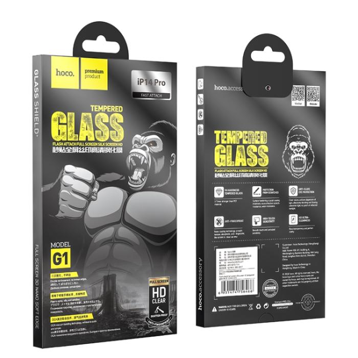 Bild 5, HOCO HOCO iPhone 14 Pro Skärmskydd Heltäckande Härdat Glas - Teknikhallen.se