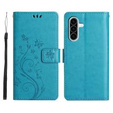  Samsung Galaxy A27 5G Fodral Blommor/Fj&auml;rilar Bl&aring; - Teknikhallen.se