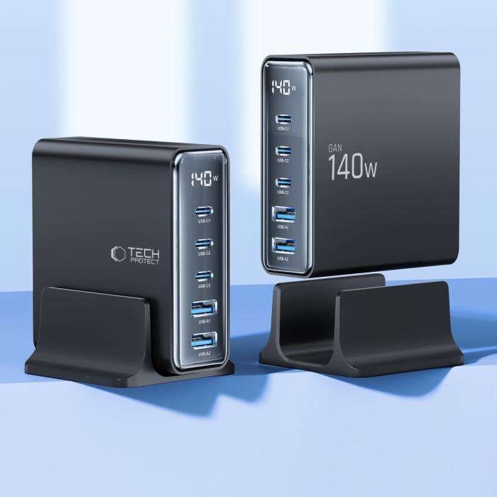 Bild 3, Tech-Protect Tech-Protect 140W Laddstation USB-C / USB-A Svart - Teknikhallen.se