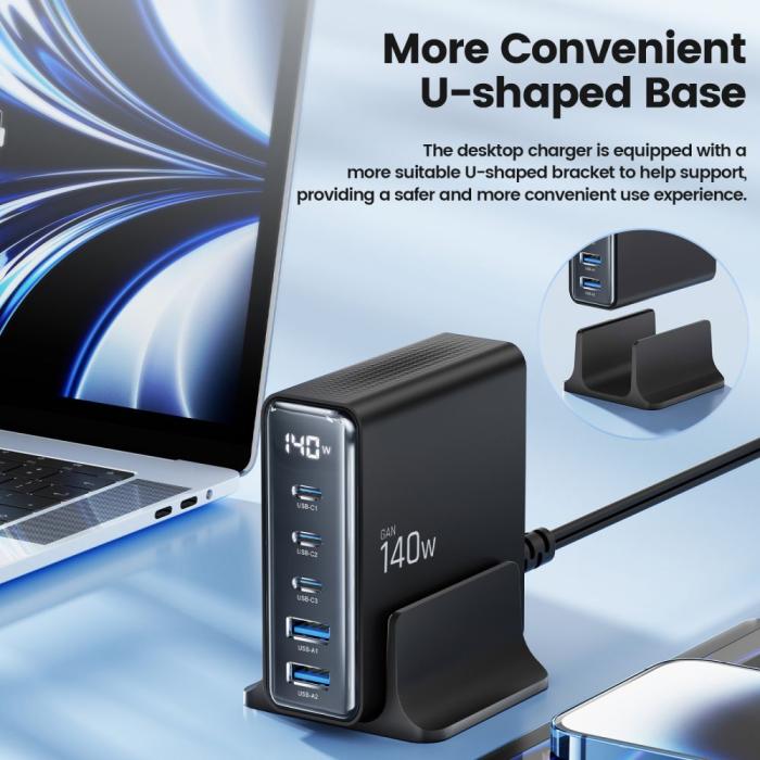 Bild 4, Tech-Protect Tech-Protect 140W Laddstation USB-C / USB-A Svart - Teknikhallen.se