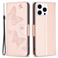  iPhone 16 Pro Max Fodral Med Fj&auml;ril Tryck Ros&eacute;guld - Teknikhallen.se