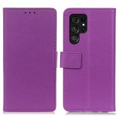  Samsung Galaxy S22 Ultra Fodral PU L&auml;der Lila - Teknikhallen.se