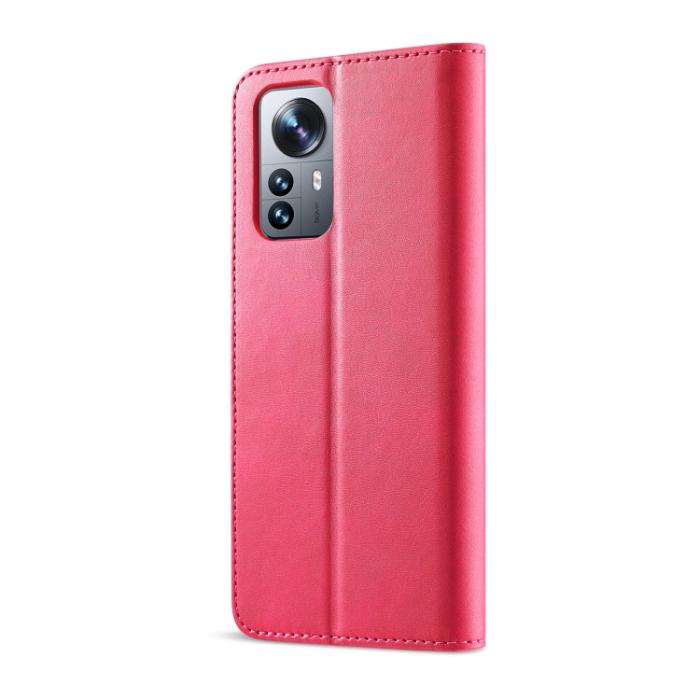 Bild 3, LC.IMEEKE LC.IMEEKE Xiaomi 12 Pro Fodral Läder Röd/Rosa - Teknikhallen.se
