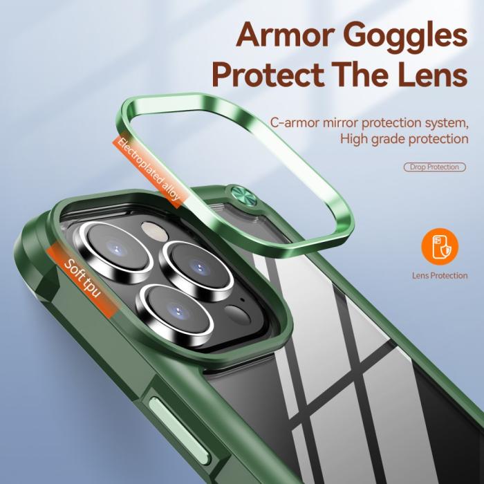 Bild 2,  iPhone 16 Pro Skal Shockproof Hybrid Armor Grön - Teknikhallen.se