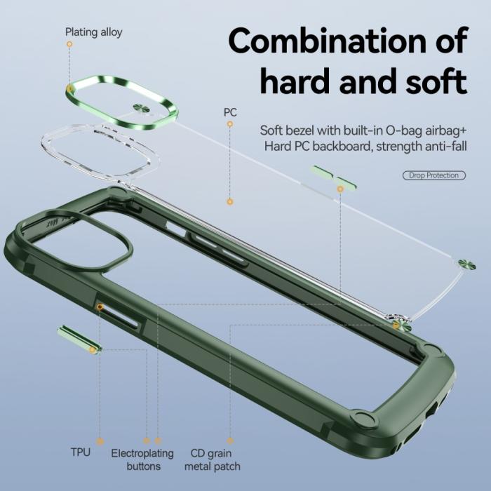 Bild 6,  iPhone 16 Pro Skal Shockproof Hybrid Armor Grön - Teknikhallen.se