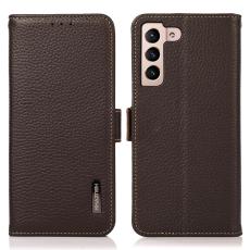 KHAZNEH KHAZNEH Galaxy S23 Fodral RFID Litchi &Auml;kta L&auml;der Brun - Teknikhallen.se