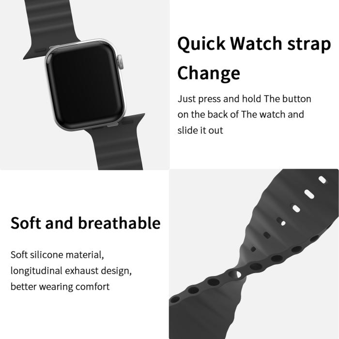 Bild 4, ColorPop Apple Watch 42/41/40/38 mm Armband Ocean Wave Svart - Teknikhallen.se