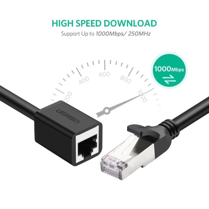 Bild 5, UGREEN UGREEN 3m RJ45 Cat6 Förlängningskabel LAN Hane - Hona Svart - Teknikhallen.se
