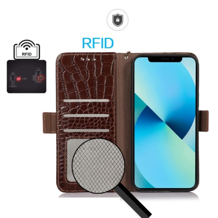 Bild 4,  Xiaomi 13 Pro 5G Fodral Krokodil Textur Brun - Teknikhallen.se