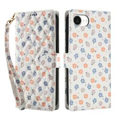  iPhone 17e / 16e Fodral Rhombus L&auml;der Blommor Vit - Teknikhallen.se