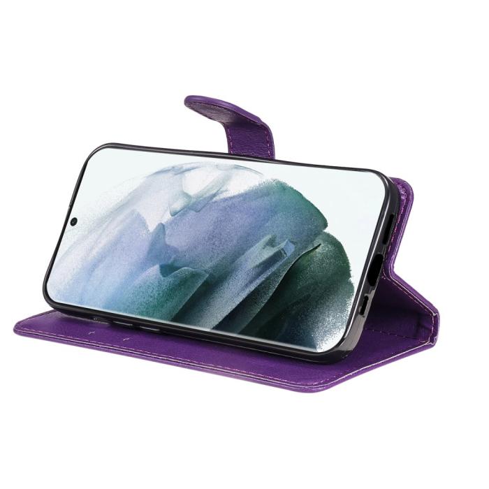 Bild 5,  Samsung Galaxy S22 Ultra Fodral Läder Lila - Teknikhallen.se