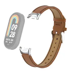 Xiaomi Smart Band 10/9/8 Armband &Auml;kta L&auml;der Litchi Brun - Teknikhallen.se