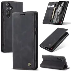 CASEME CASEME Galaxy A56 5G/A36 5G Fodral Retro L&auml;der Svart - Teknikhallen.se
