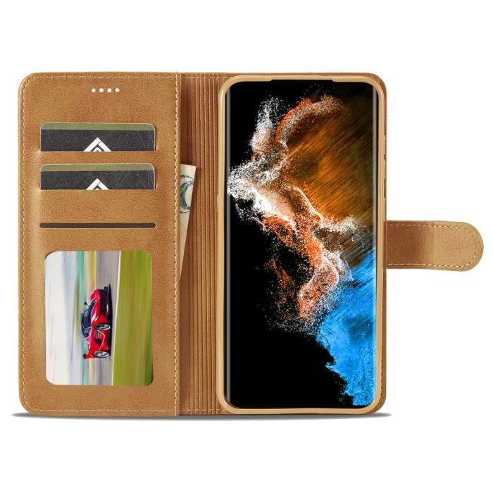 Bild 2, LC.IMEEKE LC.IMEEKE Samsung Galaxy S23 Plus Fodral Läder Brun - Teknikhallen.se
