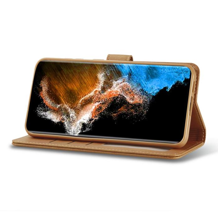 Bild 3, LC.IMEEKE LC.IMEEKE Samsung Galaxy S23 Plus Fodral Läder Brun - Teknikhallen.se