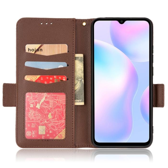 Bild 4,  Xiaomi Redmi 9A / 9AT Fodral Litchi Textur Brun - Teknikhallen.se
