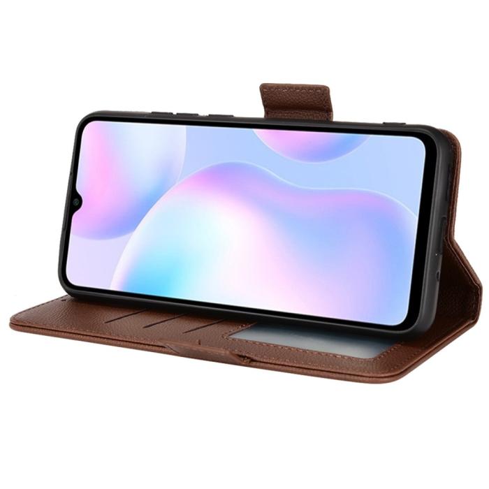 Bild 5,  Xiaomi Redmi 9A / 9AT Fodral Litchi Textur Brun - Teknikhallen.se