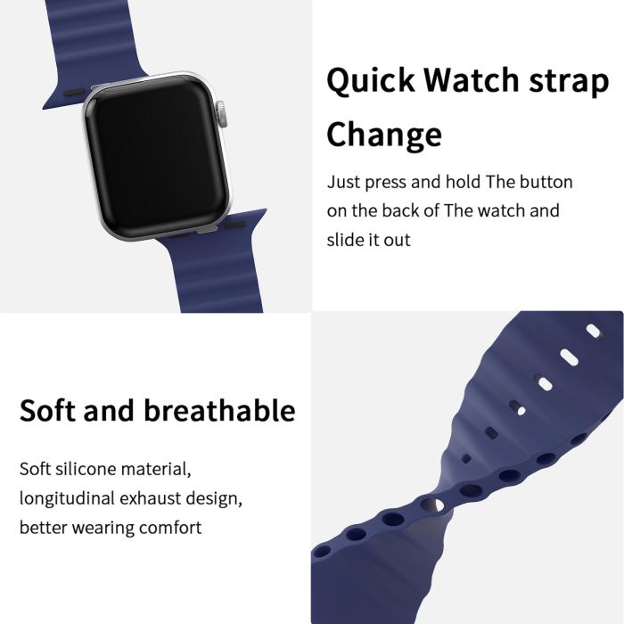 Bild 4, ColorPop Apple Watch 42/41/40/38 mm Armband Ocean Wave Midnight Blue - Teknikhallen.se