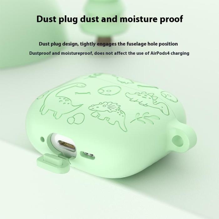 Bild 5,  AirPods 4 Skal Med Dinosaurie Motiv Silikon Grön - Teknikhallen.se