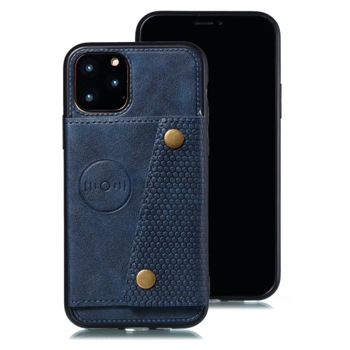 Bild 2,  iPhone 12 Pro Max - Läder Skal Med Kortfack Och Magnet - Blå - Teknikhallen.se