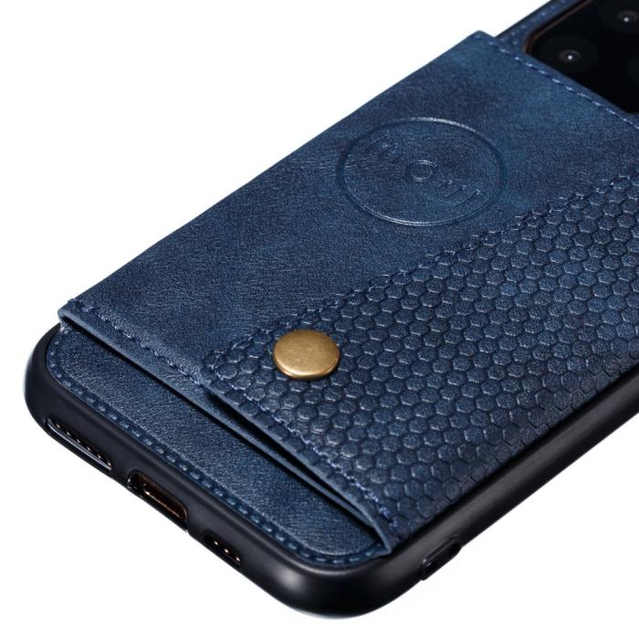 Bild 3,  iPhone 12 Pro Max - Läder Skal Med Kortfack Och Magnet - Blå - Teknikhallen.se