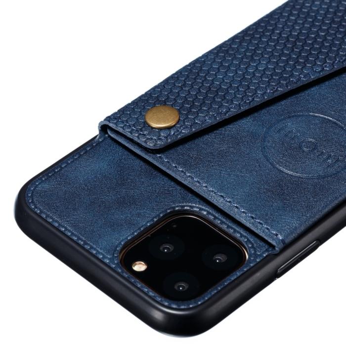 Bild 4,  iPhone 12 Pro Max - Läder Skal Med Kortfack Och Magnet - Blå - Teknikhallen.se
