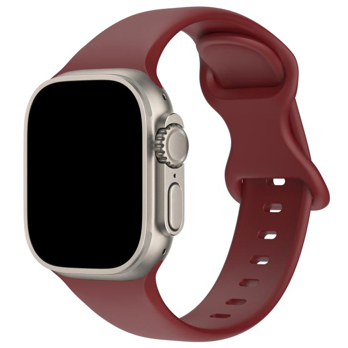 Bild 2, ColorPop Silikon Armband Butterfly Apple Watch 42/41/40/38 mm (S/M) Vinröd - Teknikhallen.se