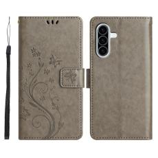  Samsung Galaxy A27 5G Fodral Blommor/Fj&auml;rilar Gr&aring; - Teknikhallen.se