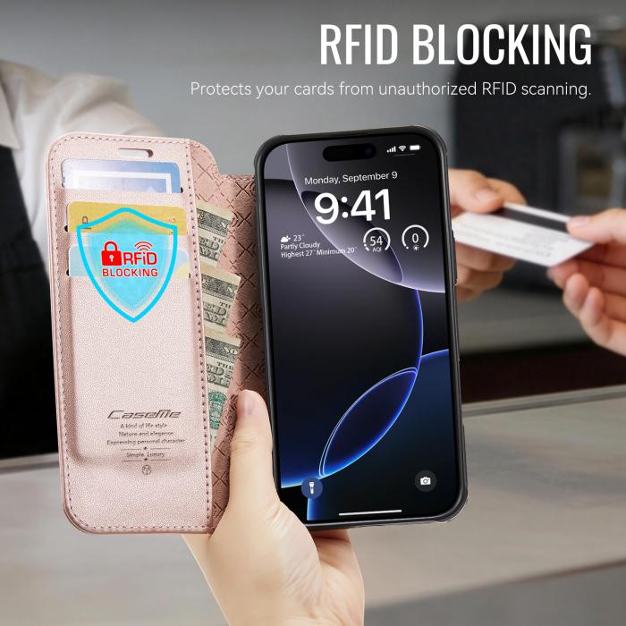 Bild 4, CASEME CASEME iPhone 16 Pro Max Skal RFID Plånbok Roséguld - Teknikhallen.se