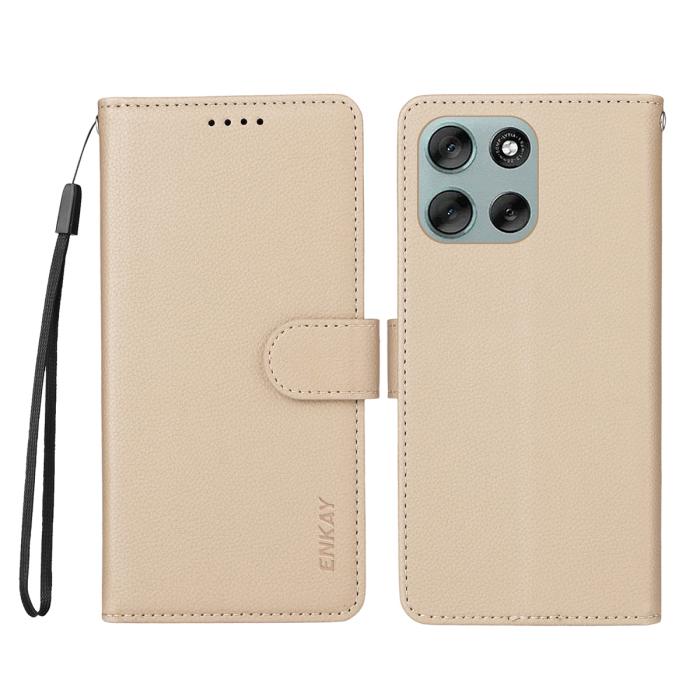 Bild 2, ENKAY ENKAY Motorola Moto G86 Power/G86 5G Fodral RFID Beige - Teknikhallen.se