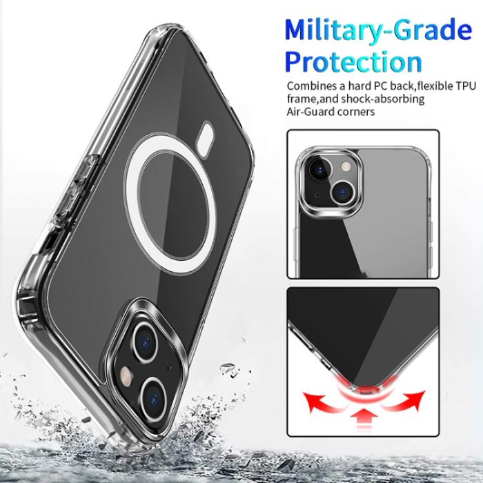 Bild 3,  iPhone 14 Plus Skal MagSafe Shockproof Transparent - Teknikhallen.se