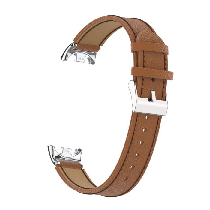 Bild 6,  Xiaomi Smart Band 10/9/8 Armband Äkta Läder Litchi Brun - Teknikhallen.se