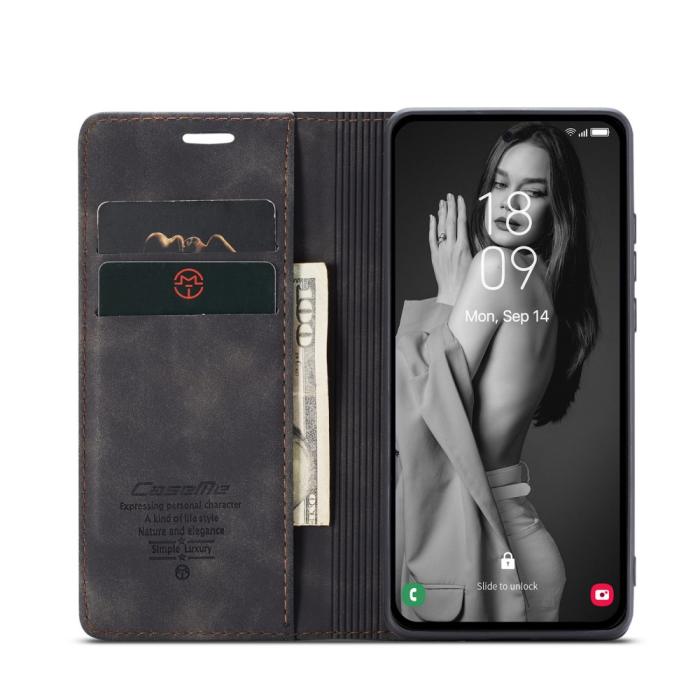 Bild 3, CASEME CASEME Galaxy A56 5G/A36 5G Fodral Retro Läder Svart - Teknikhallen.se