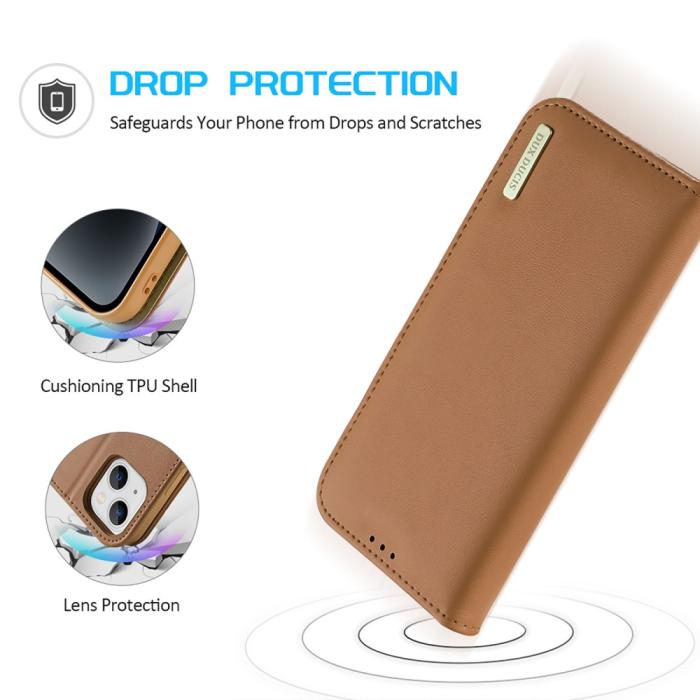 Bild 5, DUX DUCIS DUX DUCIS iPhone 15 Fodral Hivo RFID Läder Brun - Teknikhallen.se