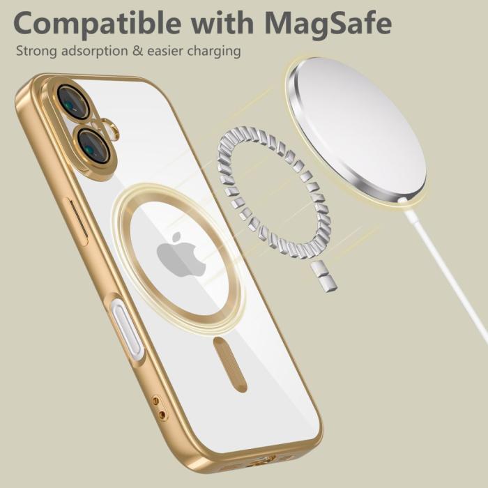 Bild 5, Tech-Protect Tech-Protect iPhone 16 Skal MagSafe MagFlex Shiny Gold - Teknikhallen.se