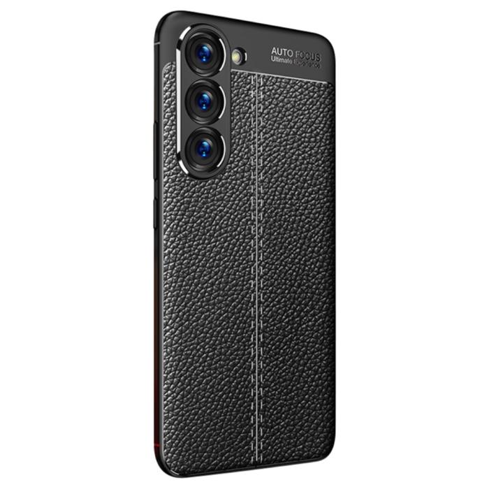 Bild 2,  Samsung Galaxy S23 Skal Litchi Textur Svart - Teknikhallen.se