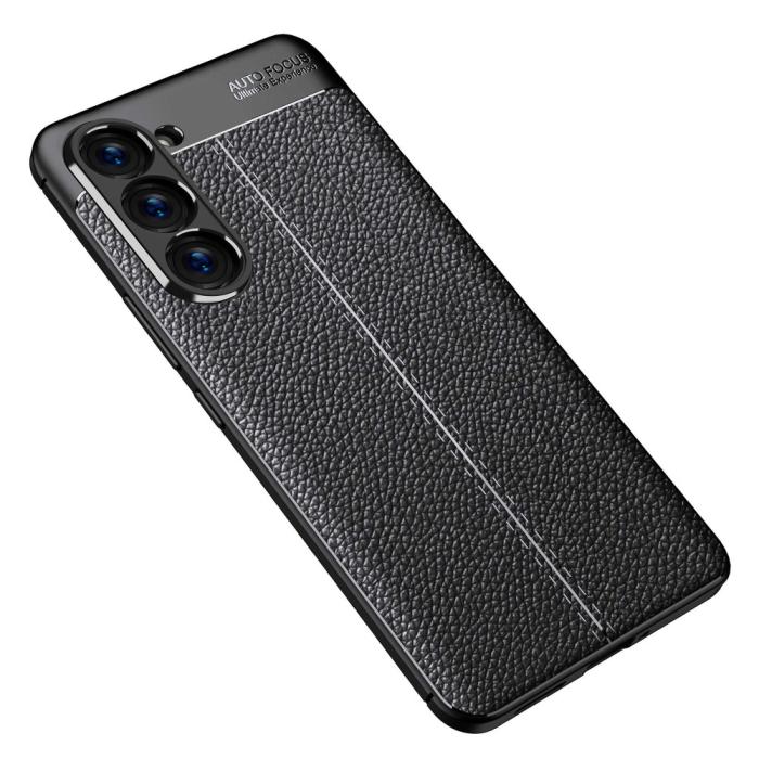 Bild 3,  Samsung Galaxy S23 Skal Litchi Textur Svart - Teknikhallen.se