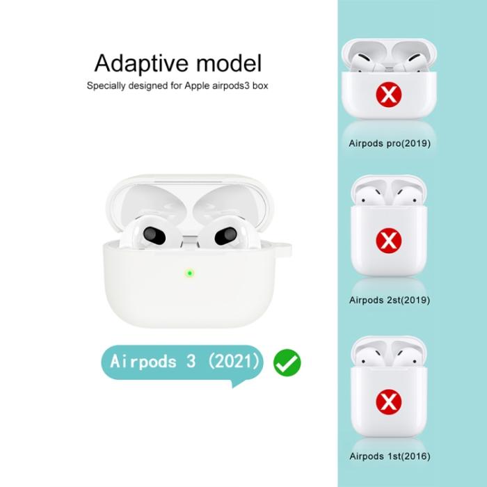 Bild 5,  AirPods 3 Skal Silikon Med Krok Vit - Teknikhallen.se