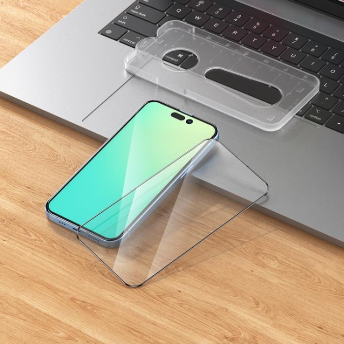 Bild 5, HOCO HOCO iPhone 14 Pro Skärmskydd Ez Fit Heltäckande Härdat Glas - Teknikhallen.se
